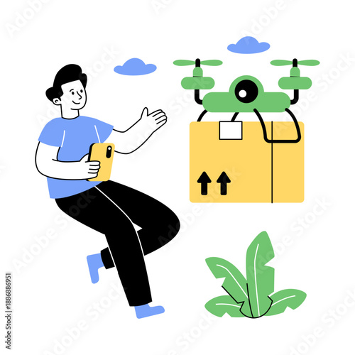 Modern design illustration of drone delivery