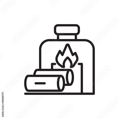 Wood kiln icon. Timber stabilization and lumber drying, represents industrial heat-treated wood, moisture control ovens, structural timber seasoning, and professional woodworking material preparation.