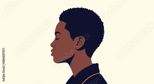 Side profile silhouette of a young black woman with short hair against a light background, showcasing grace and natural beauty.