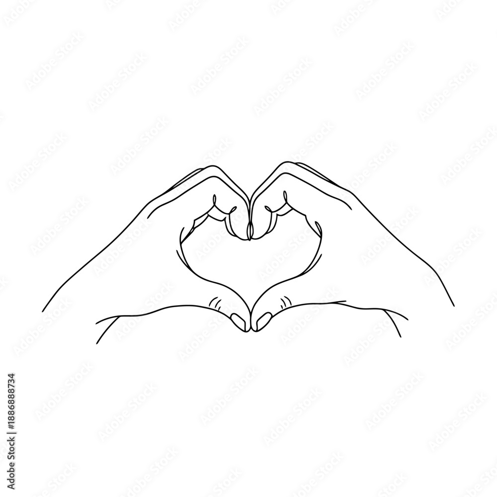 Fototapeta premium Two hands forming a distinct heart shape gesture against a clean white background offering a simple yet powerful symbol of connection and affection