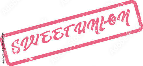 A joyful pink Sweet Union declaration stands out in a rectangular stamp with a grunge texture