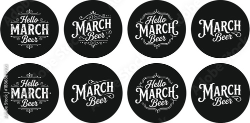 Hello March Beer design elements collection for celebration and bar themes