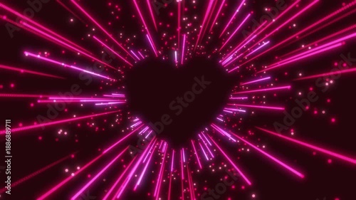 Love bursts into light. Valentine background animated footage of a glowing heart and endless romance