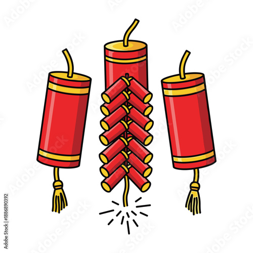 Red firecrackers with yellow fuses