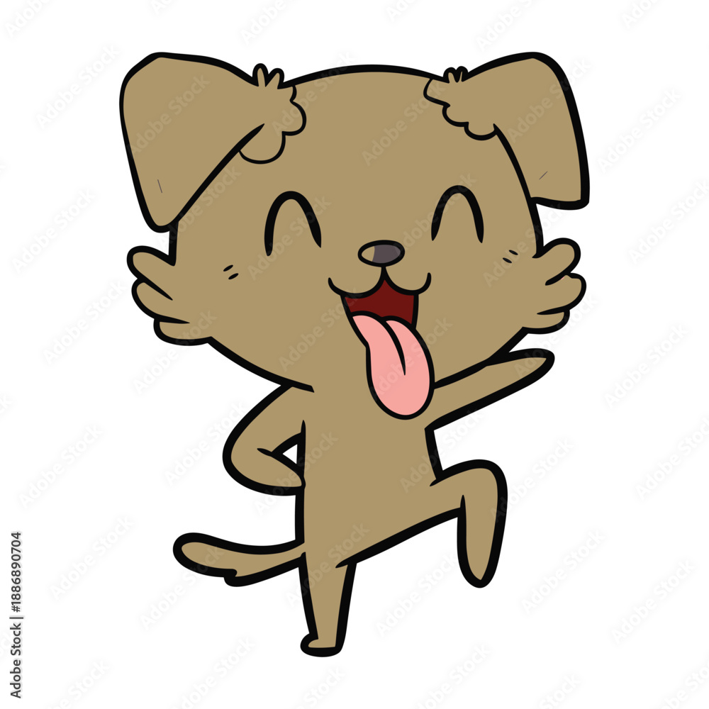 Fototapeta premium Happy cartoon dog dancing with joy