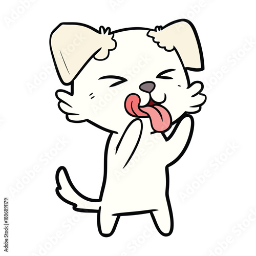 Happy dog licking its face with joy