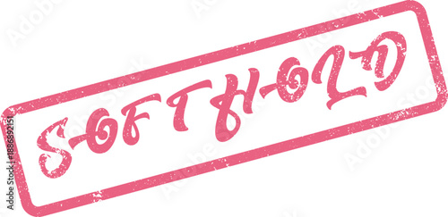 This rectangular grunge style pink SOFTHOLD rubber stamp symbol offers a secure concept