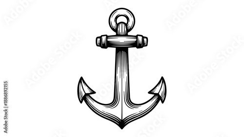 Classic maritime anchor illustration with symmetrical flukes and elongated shank