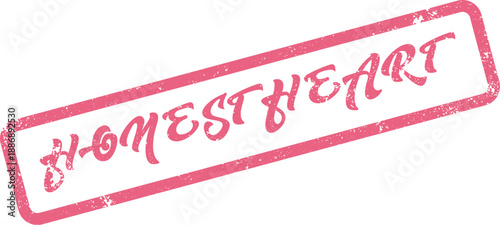 Textured pink rubber stamp featuring the important word Honestheart conveying true emotions and heartfelt authenticity