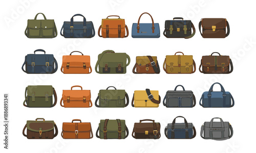 Fashion bag flat vector illustration on white background, easily editable.