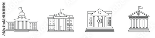 Official Institution Building Icon — Government Authority and Banking Facility Architecture Vector Symbol
