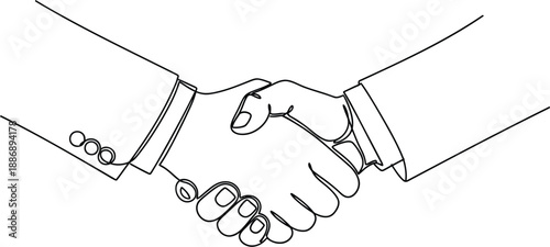 Business handshake agreement line art vector illustration