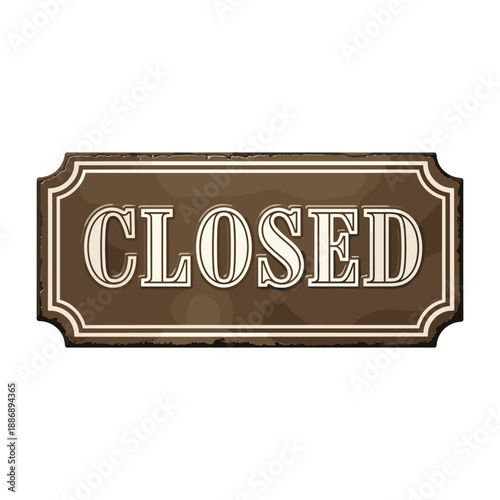 Closed sign on white background