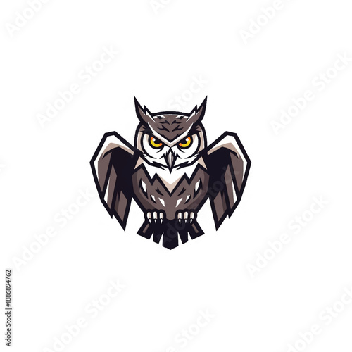 Powerful nocturnal bird with intense stare