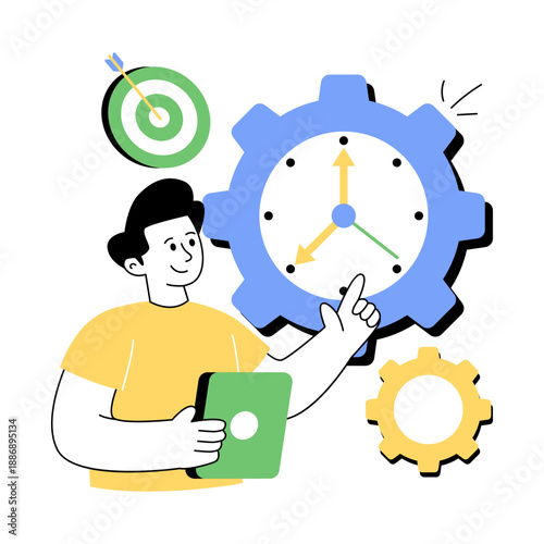 Conceptual flat design illustration of time management 