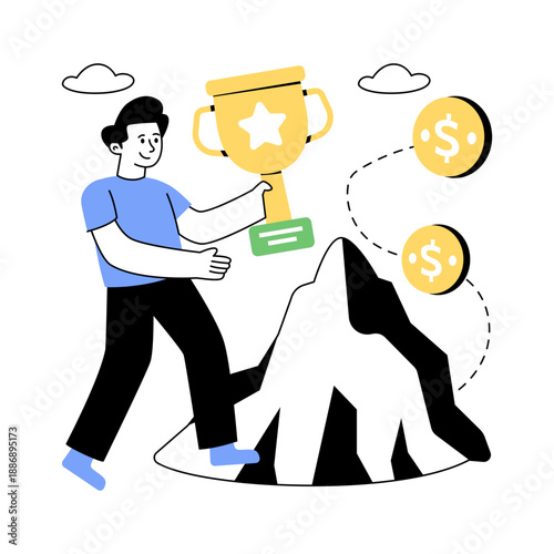 Conceptual flat design illustration of mission accomplished