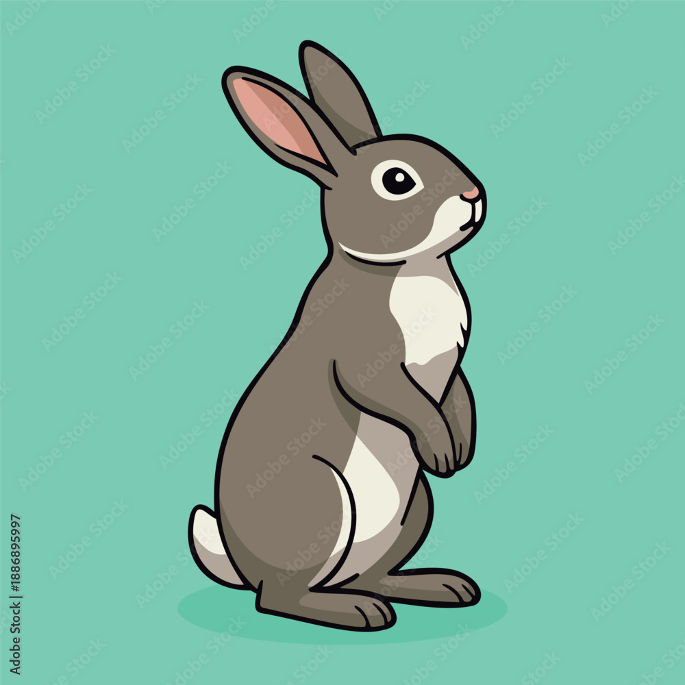 Obraz premium Standing Rabbit Illustration Character Vector Logo Template