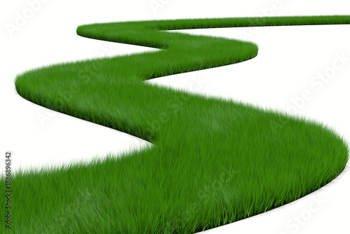 Grass path on white backgro...
