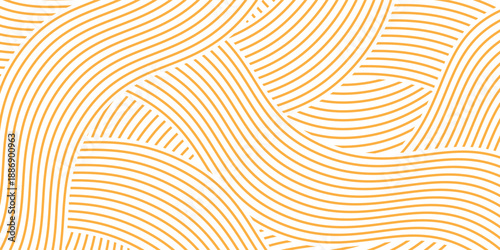 Yellow instant noodle, pasta and spaghetti texture with geometric wavy lines. Ramen, pasta vector pattern. Background abstract food illustration