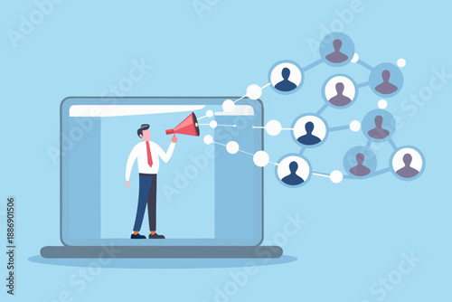 Broadcasting a message connecting people through digital communication and networking