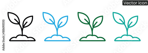 Vibrant plant icons symbolizing growth and sustainability for business and ecofriendly concepts