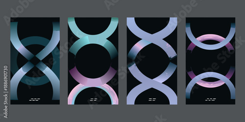 Abstract geometric patterns with flowing lines and vibrant color gradients