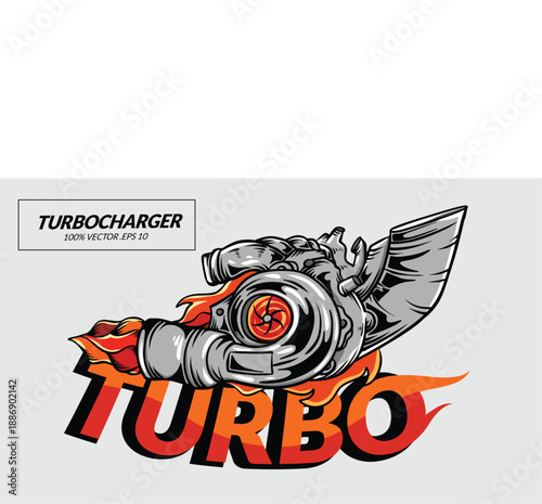 PrintTurbo Charger Engine Automotive Vector Illustration