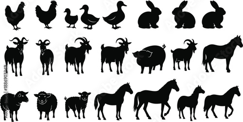 Farm Animal Silhouettes Collection