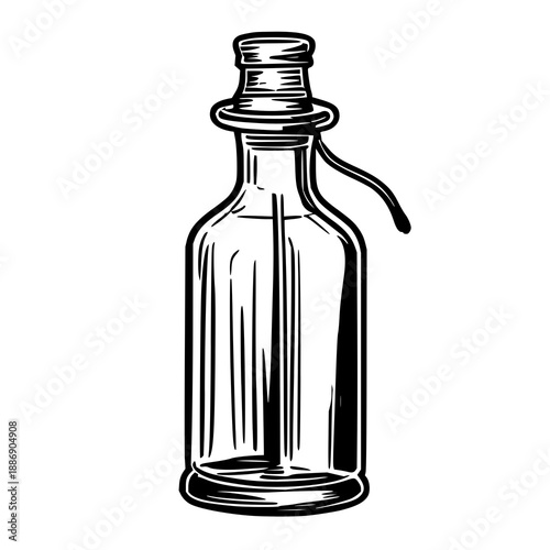 Photos Minimalist black line art illustration of a vintage glass siphon seltzer bottle,