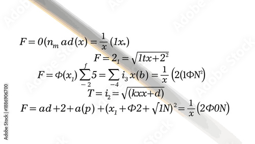 Mathematical Equations and Formulas on White Background.