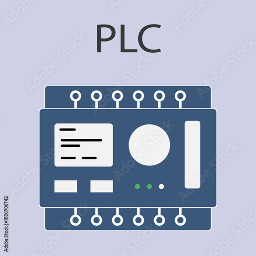 PLC Programable Logic Controller With Input and Output Flat Design