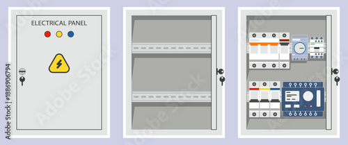 Electrical Panel With MCB Timer Contactor PLC Simple Flat Design