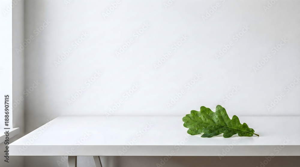 Obraz premium Single Green Plant on a Clean Minimalist Desk
