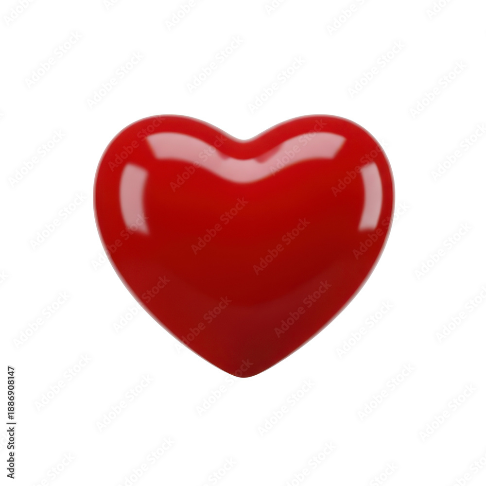 Fototapeta premium Shiny red heart symbol isolated on transparent background for love and valentine's day concepts