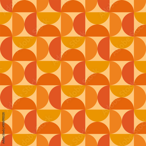 mid century, modern abstract half circles striped seamless pattern and background vector illustration