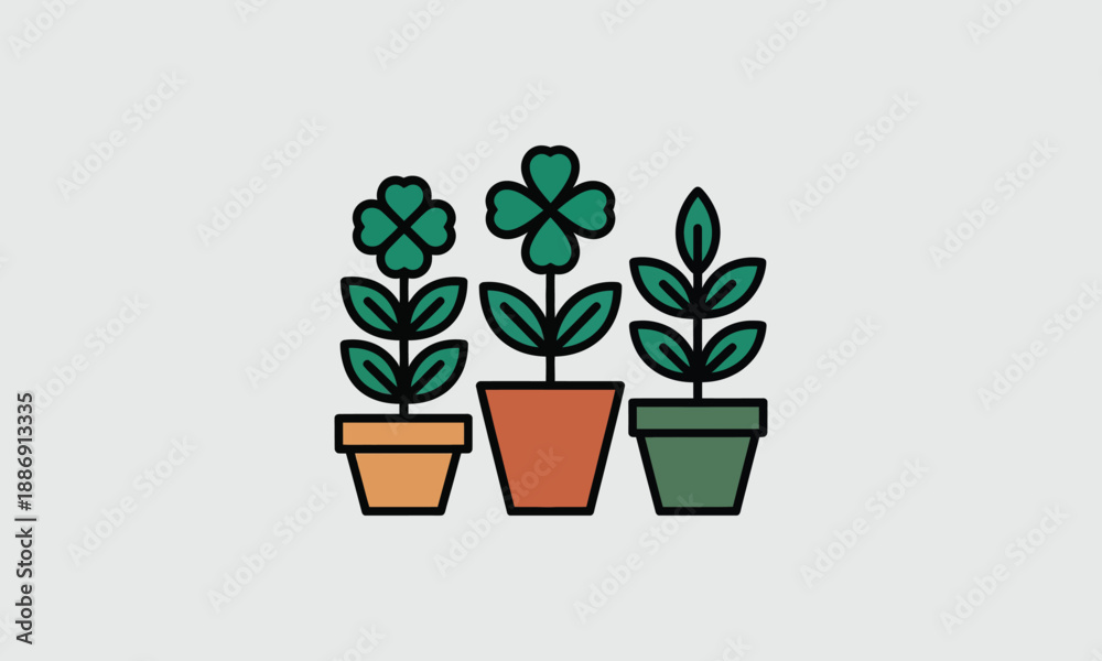 Obraz premium Potted House Plants Icons