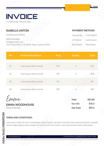 Blue And Yellow Invoice Constructor Building