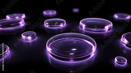 Glowing purple liquid droplets