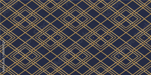 Seamless blue metal grid background featuring a geometric tile pattern and vintage vector texture for a stylish wallpaper design