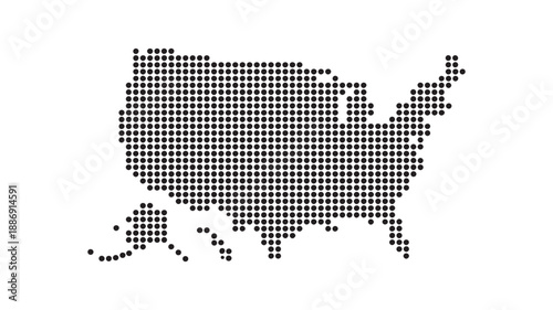 Dotted Map of USA - Abstract Digital Halftone Vector Illustration of United States