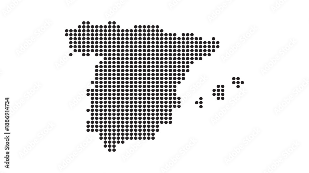 Fototapeta premium Dotted Map of Spain - Abstract Digital Halftone Vector Illustration