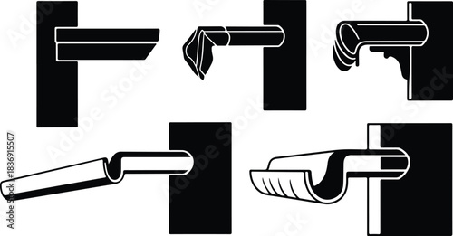 Door handle and lock illustrations in black and white