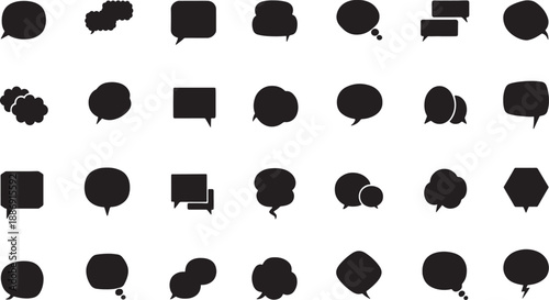Set of various speech and thought bubble icons in different shapes