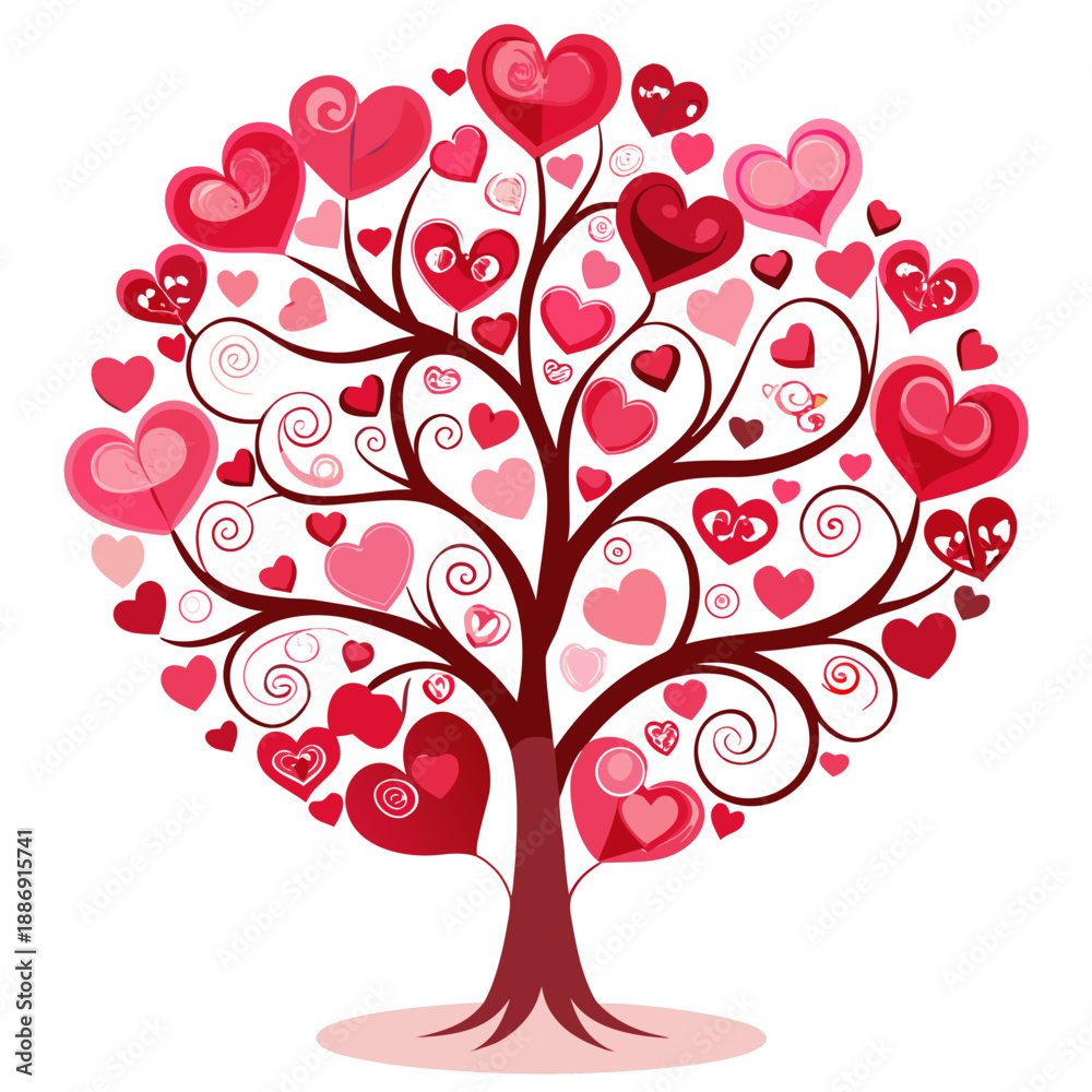 Obraz premium Valentine's Day Background with Tree of Hearts - Romantic Vector Design.Beautiful Valentine's Day background featuring a whimsical tree of hearts, perfect for romantic designs, invitations, greeting 