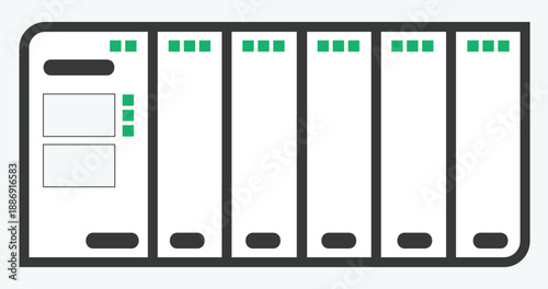 PLC Programable Logic Controller With Digital Analog Input and Output Flat Design
