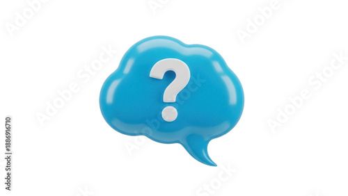Foto Isolated 3D blue cloud with question mark illustration for inquiry or communicat