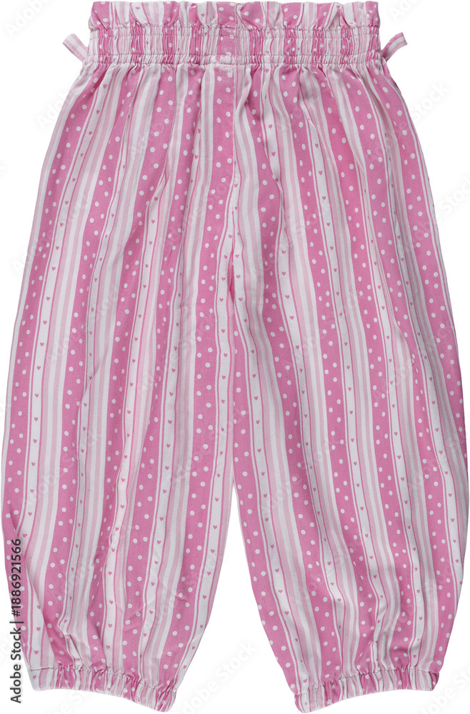 Obraz premium Pink striped pants with white dots for kids