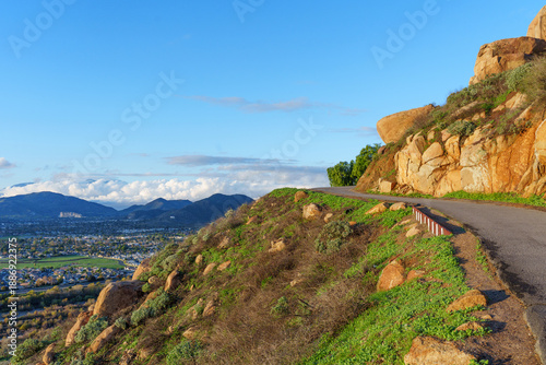 Scenic Road Winding Up Mt Rubidoux Overlooking Riverside