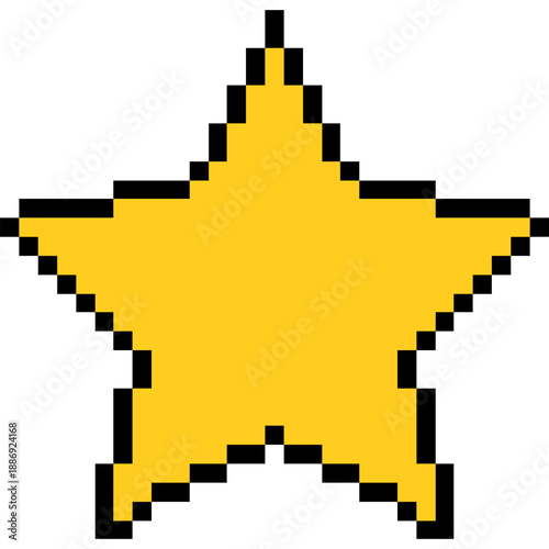 Pixel Art Gold Star, 8 Bit Yellow Star, Retro Game Rating Icon, Arcade style