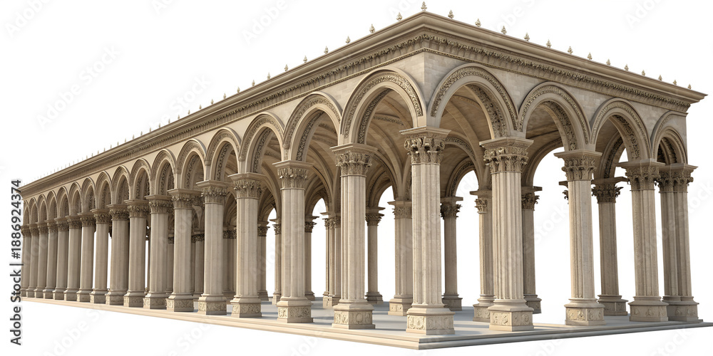 Naklejka premium colonnade of the cathedral 3d rendering isolated on white background